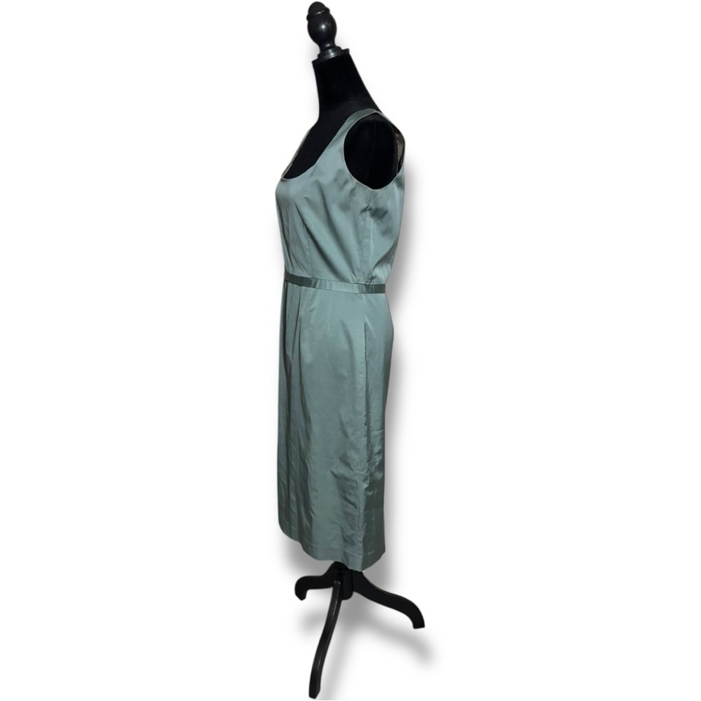 Ann Louise Roswald UK 12 Stylish Light Teal Empire Waist Sleeveless Satin Dress - Picture 3 of 16